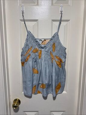 Grade & Gather Light Gray/Blue Smocked Cami Top size large